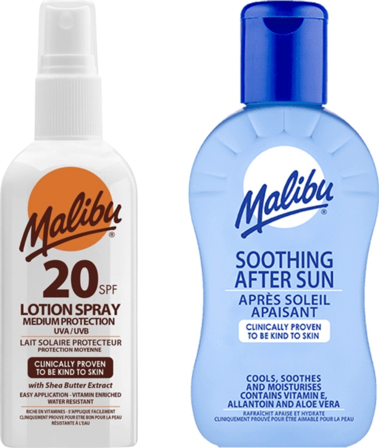 Malibu Malibu SPF20 Wodoodporny Spray 100ml + Balsam Po Opalaniu 100ml