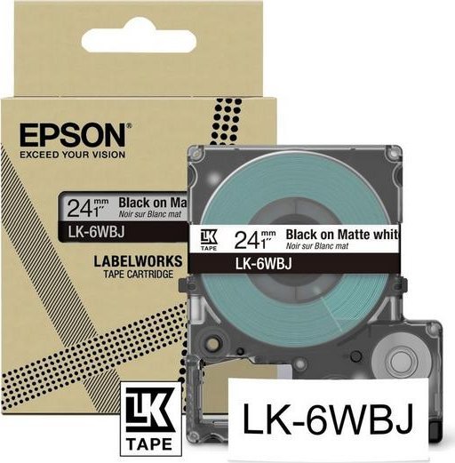 Epson Epson LabelWorks LK-6WBJ - Schwarz auf matt Weiss - Rolle (2,4 cm x 8 m) 1 Kassette(n) Hangebox - Bandkassette - fur LabelWorks LW-C610