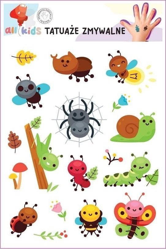 Tatuaże zmywalne dla dzieci Wesołe owady
