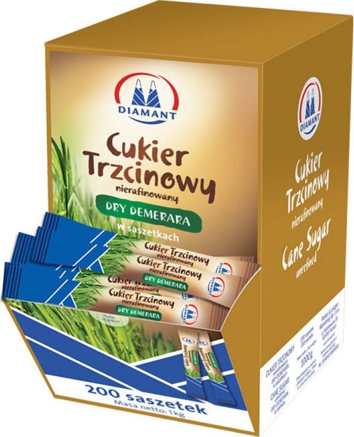 Diamant Cukier trzcinowy DIAMAT, w saszetkach, 200 szt. x 5 g