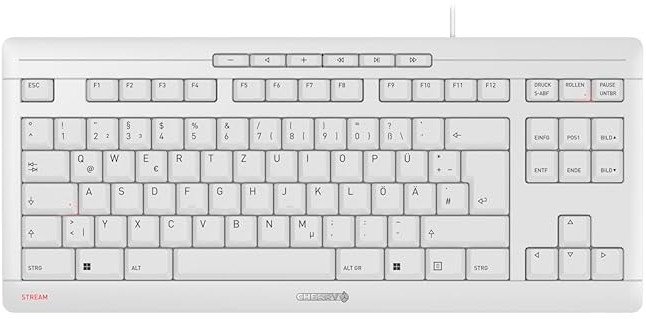 Klawiatura Cherry DE layout - CHERRY STREAM KEYBOARD TKL, keyboard (white/grey, SX scissor technology)