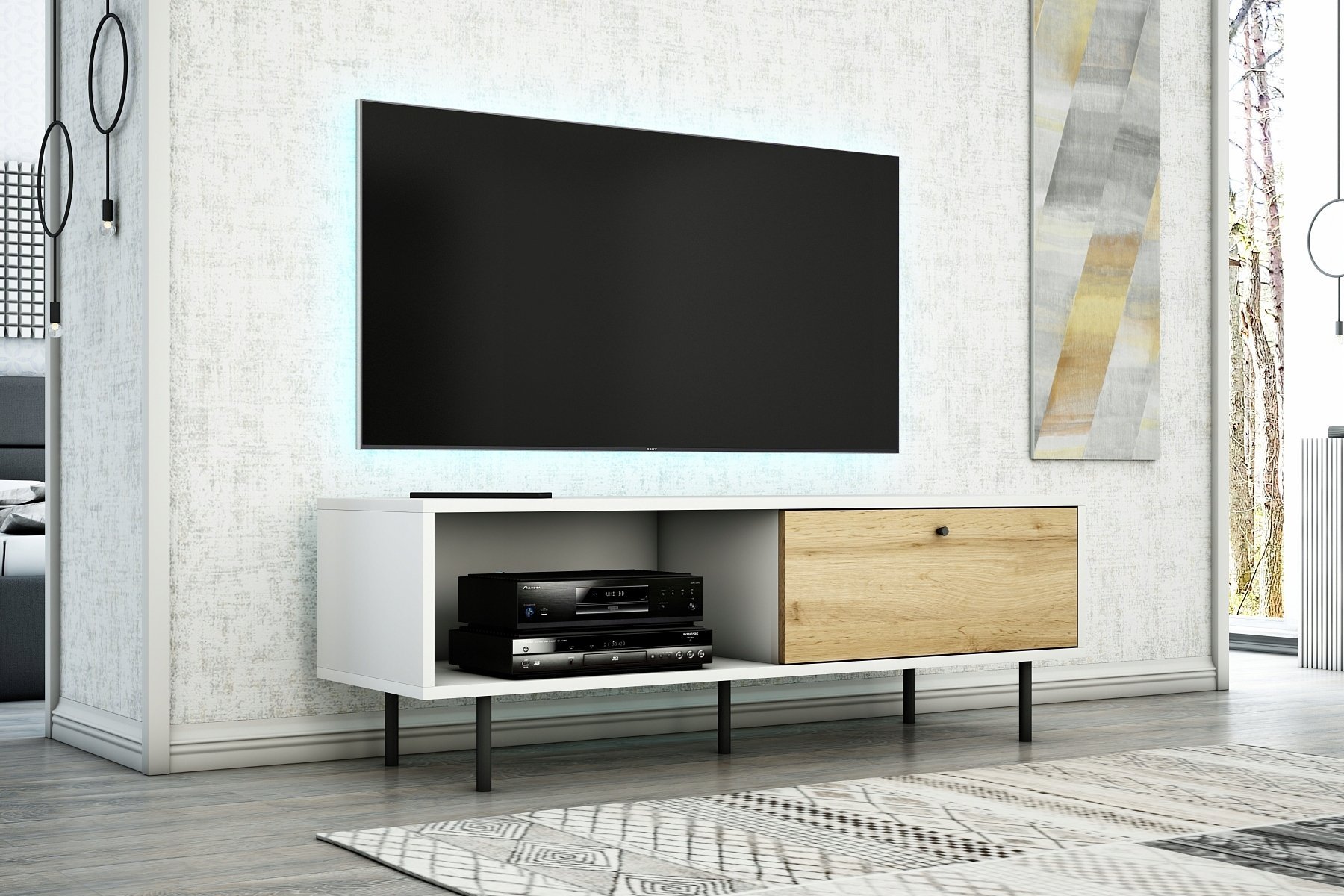 artmeble24 STOJĄCA RTV MODEX 160 LOFT STYL INDUSTRIALNY