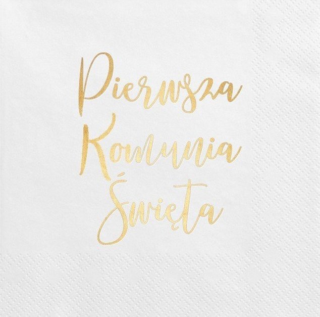 SERWETKI Pierwsza Komunia 33x33cm 20szt ZŁOTY