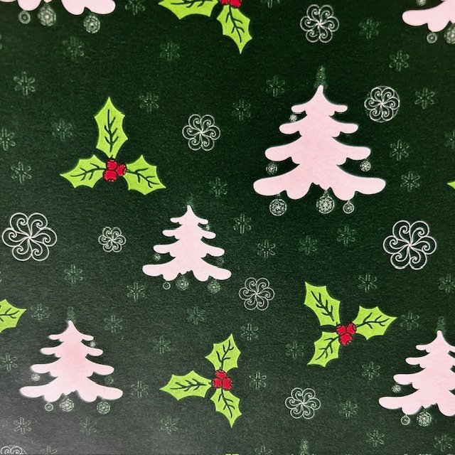 Papier świąteczny do pakowania zielony choinki 70cmx2m 284m70