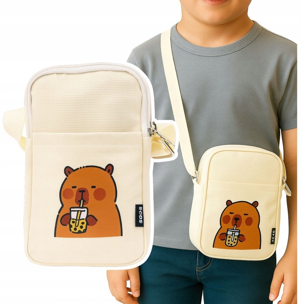 Torba Saszetka Na Ramię Kapibara Pas Regulowany Biała 20 x 14,5 cm