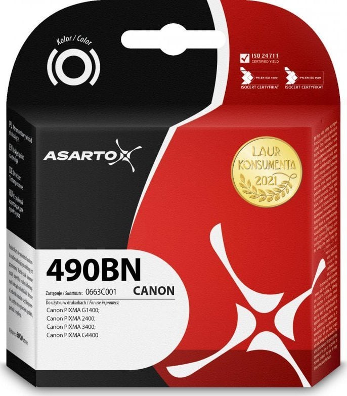 Tusz Asarto Tusz Asarto do Canon 490BN | 0663C001 | 140ml | black