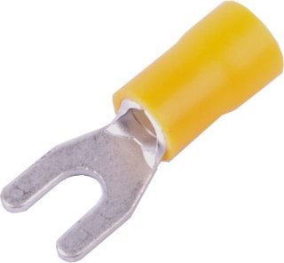 Końcówka widełkowa izolowana M4 żółta 100szt SGE