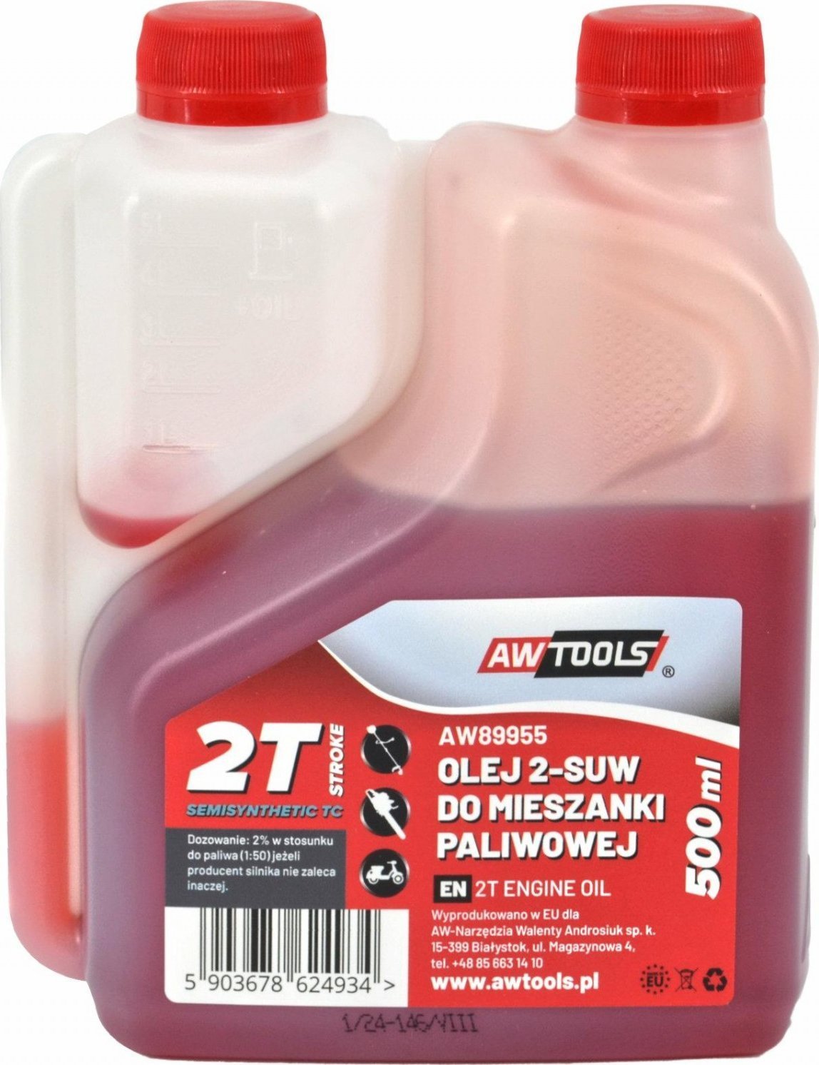 AWTools AWTOOLS OLEJ 2-SUW DO MIESZANKI PALIWOWEJ 0,5L CZERWONY