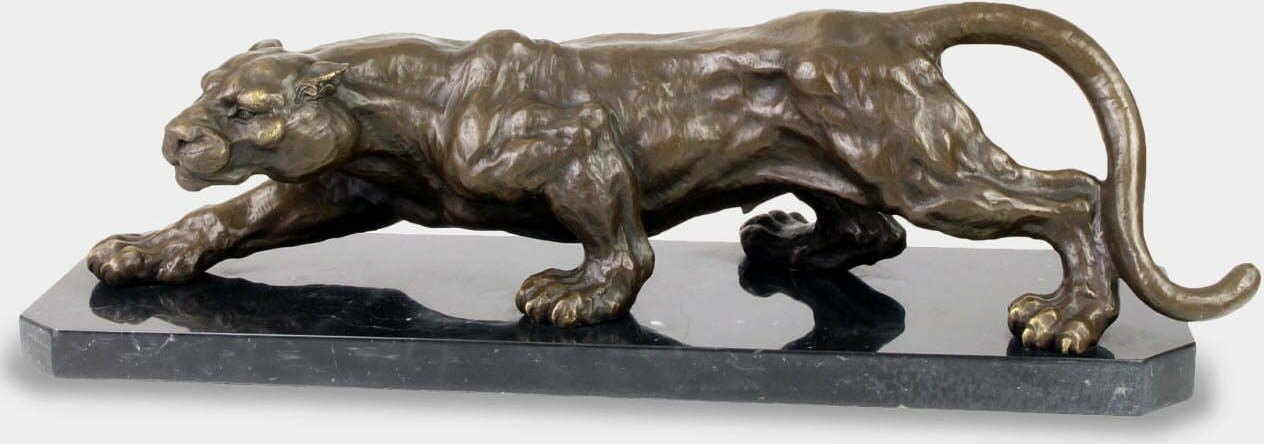rzezbyzbrazu Skradająca się Pantera Duża Rzeźba z Brązu