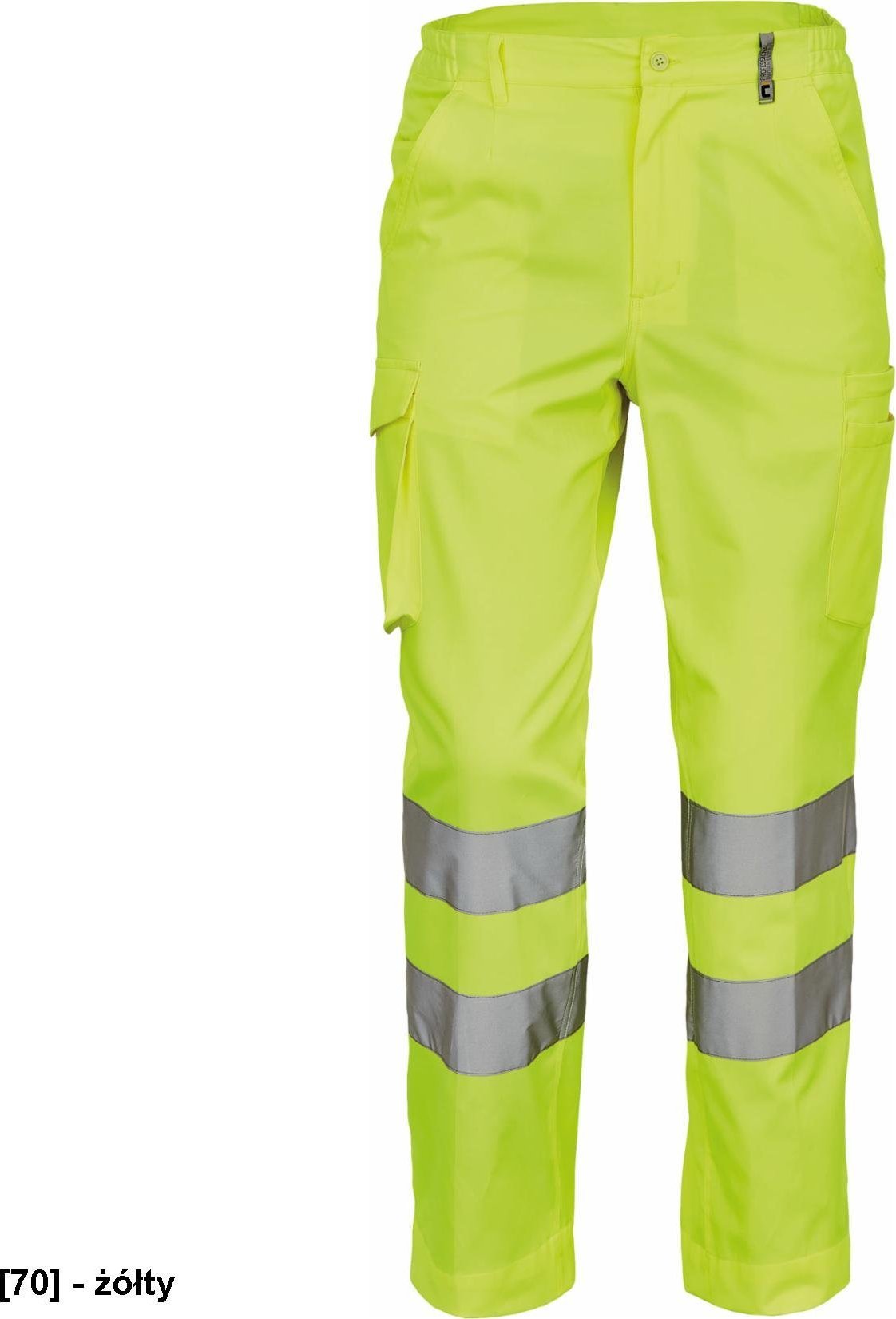 CERVA VIGO HV spodnie robocze z taśmami odblaskowymi z możliwością wydłużenia nogawek - żółty 58