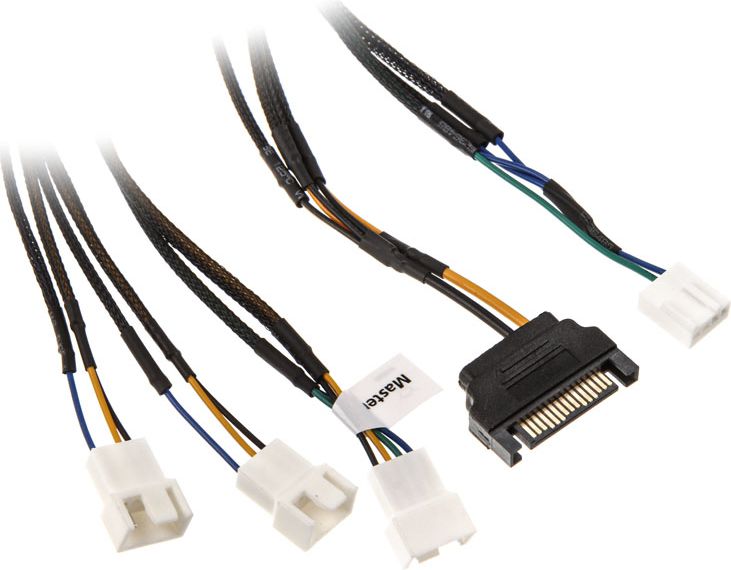 Akasa SATA 15-pin - Molex x3, 0.3m, Czarny (AK-CBFA06-30)