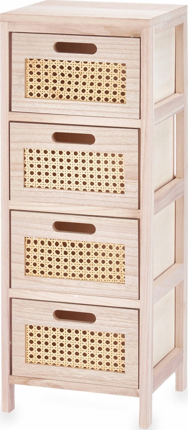 Gift Decor Komoda z 4-szufladami, plecionka wiedeńska, 25 x 27 x 73 cm