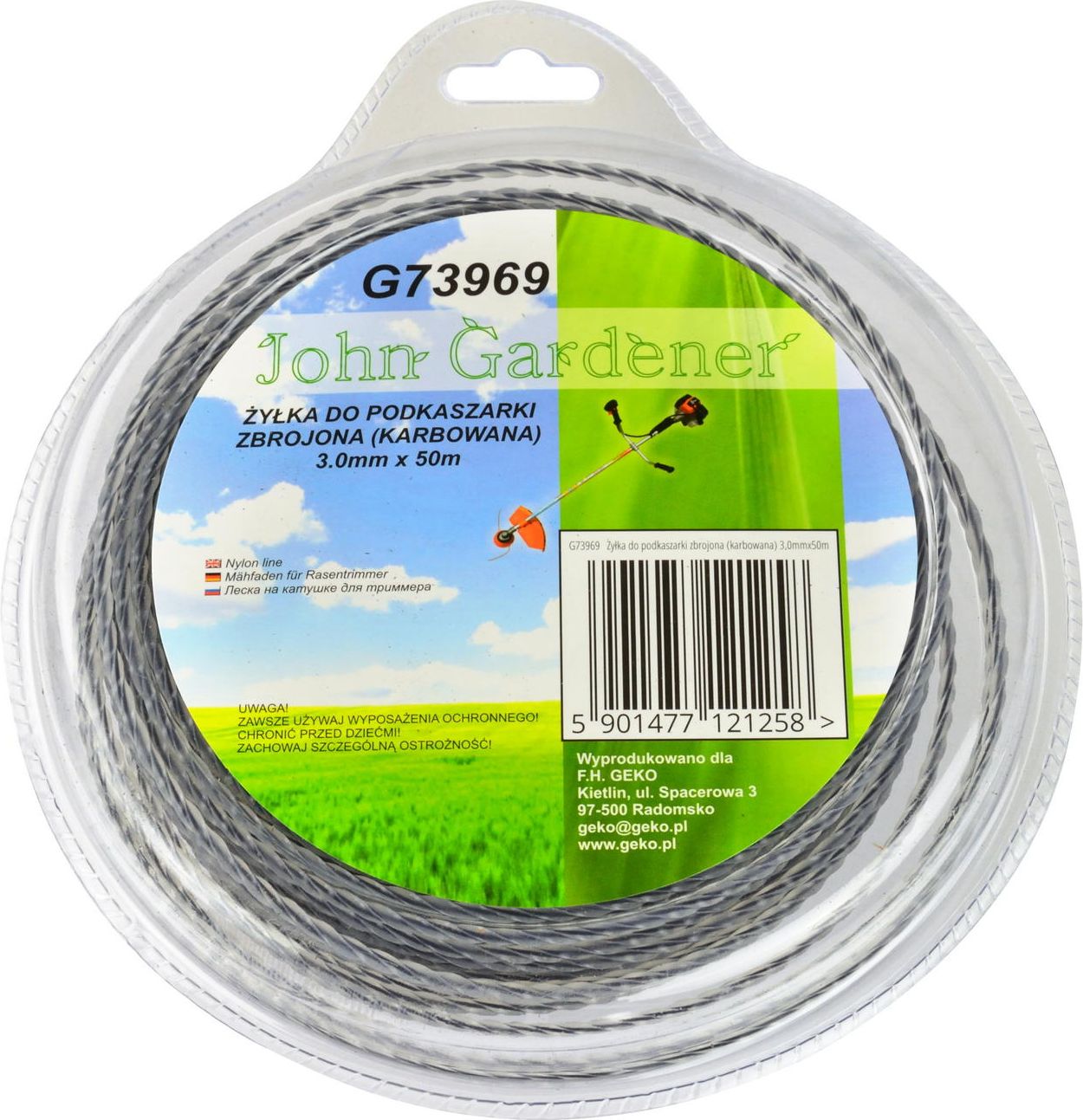Geko Żyłka do podkaszarki zbrojona(karbowana) 3,0mmx50m(20)