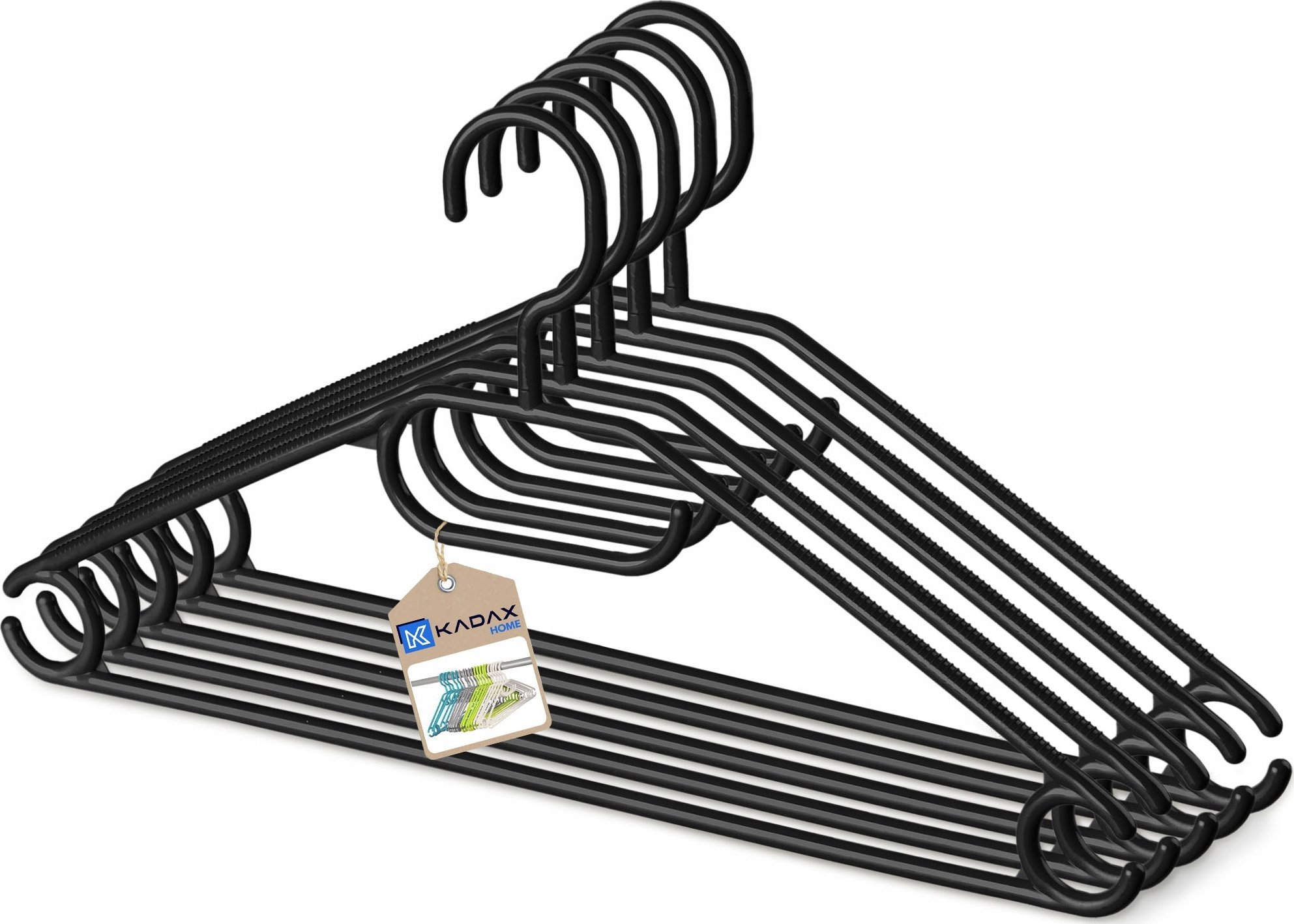 Kadax 5x KADAX Wieszaki Na Ubrania Obrotowe Plastikowe Ubraniowe Odzieżowe Czarne