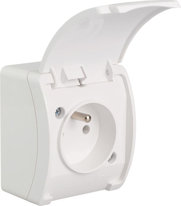 Elektro-Plast Gniazdo pojedyncze Koala z/u IP44 n/t białe z klapką białą (61.371)
