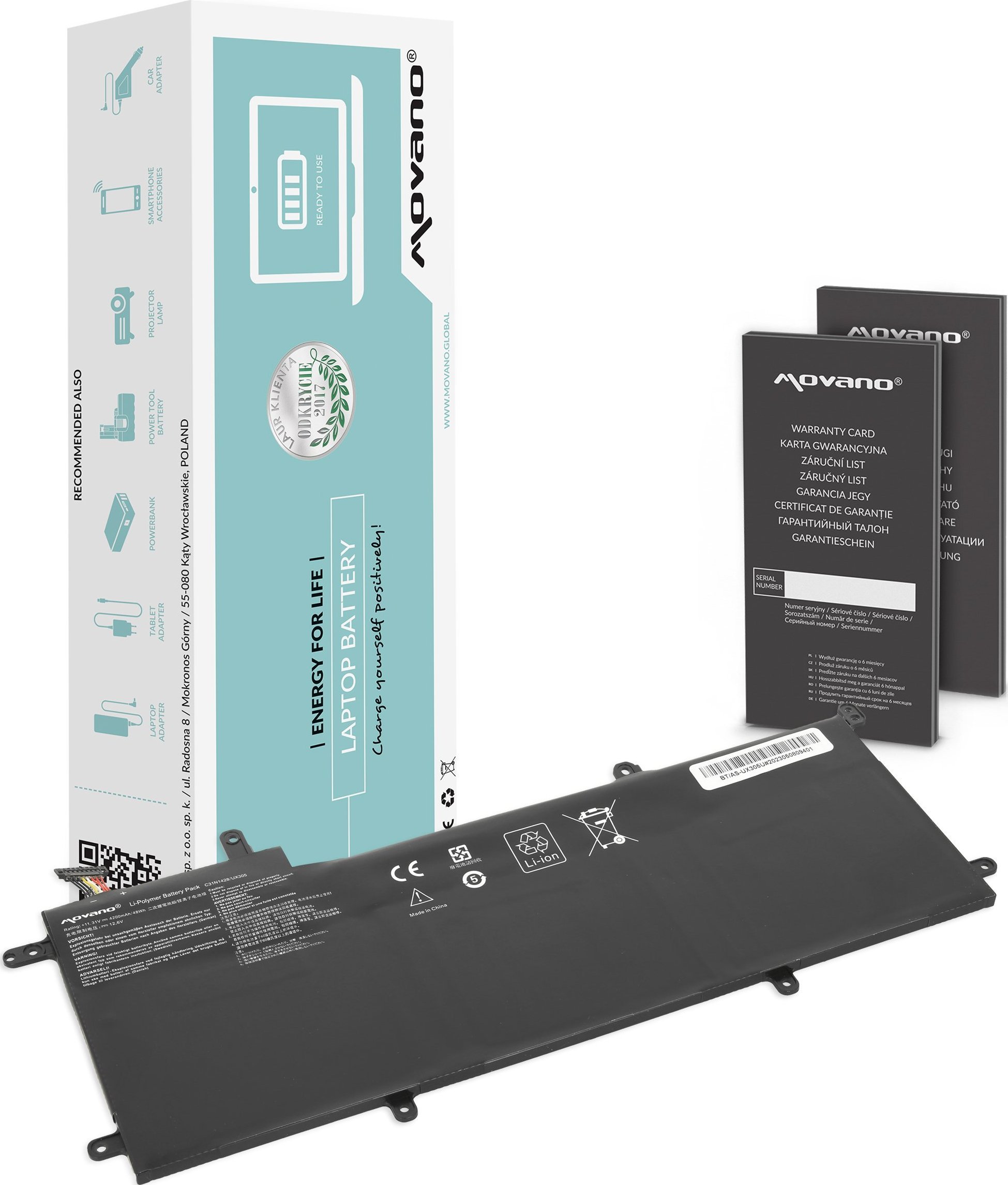 Bateria Movano Bateria C31N1428 do Asus Zenbook UX305LA UX305UA