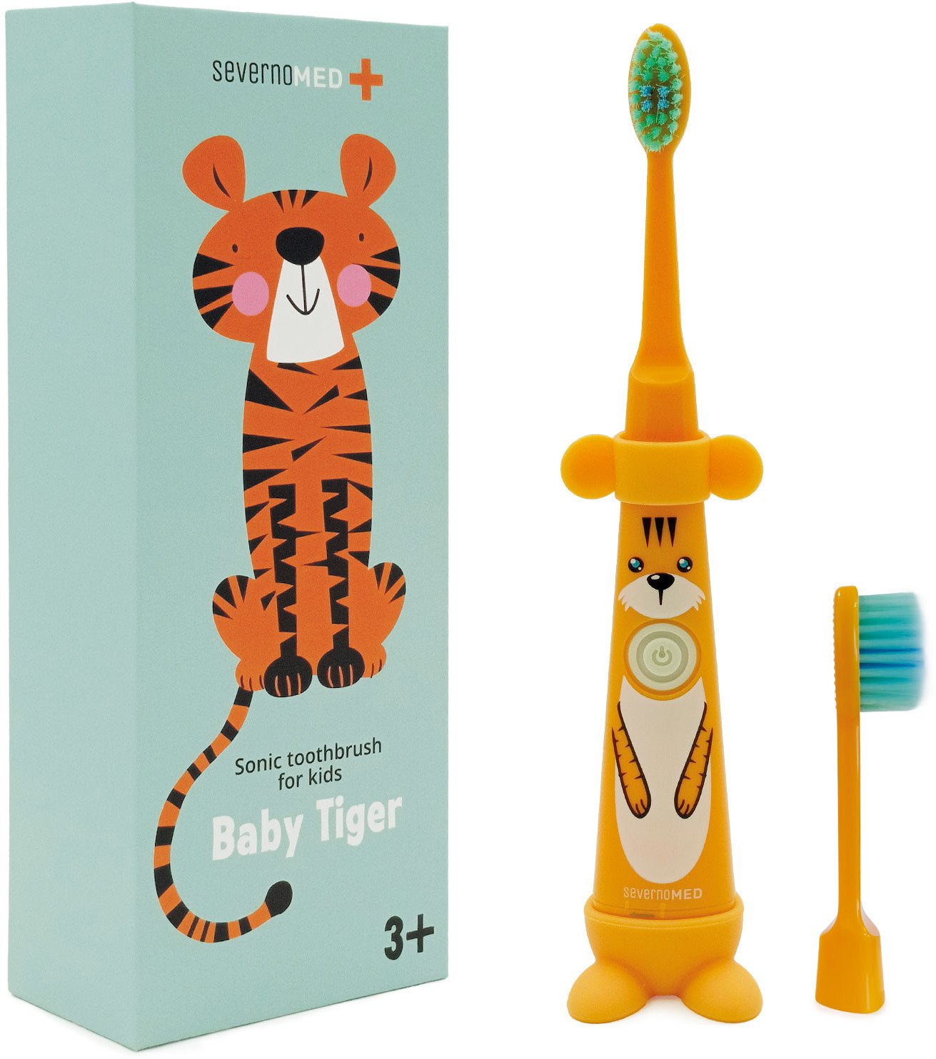 Szczoteczka soniczna elektryczna do zębów dla dzieci 3-12 lat BABY TIGER + 2 końcówki