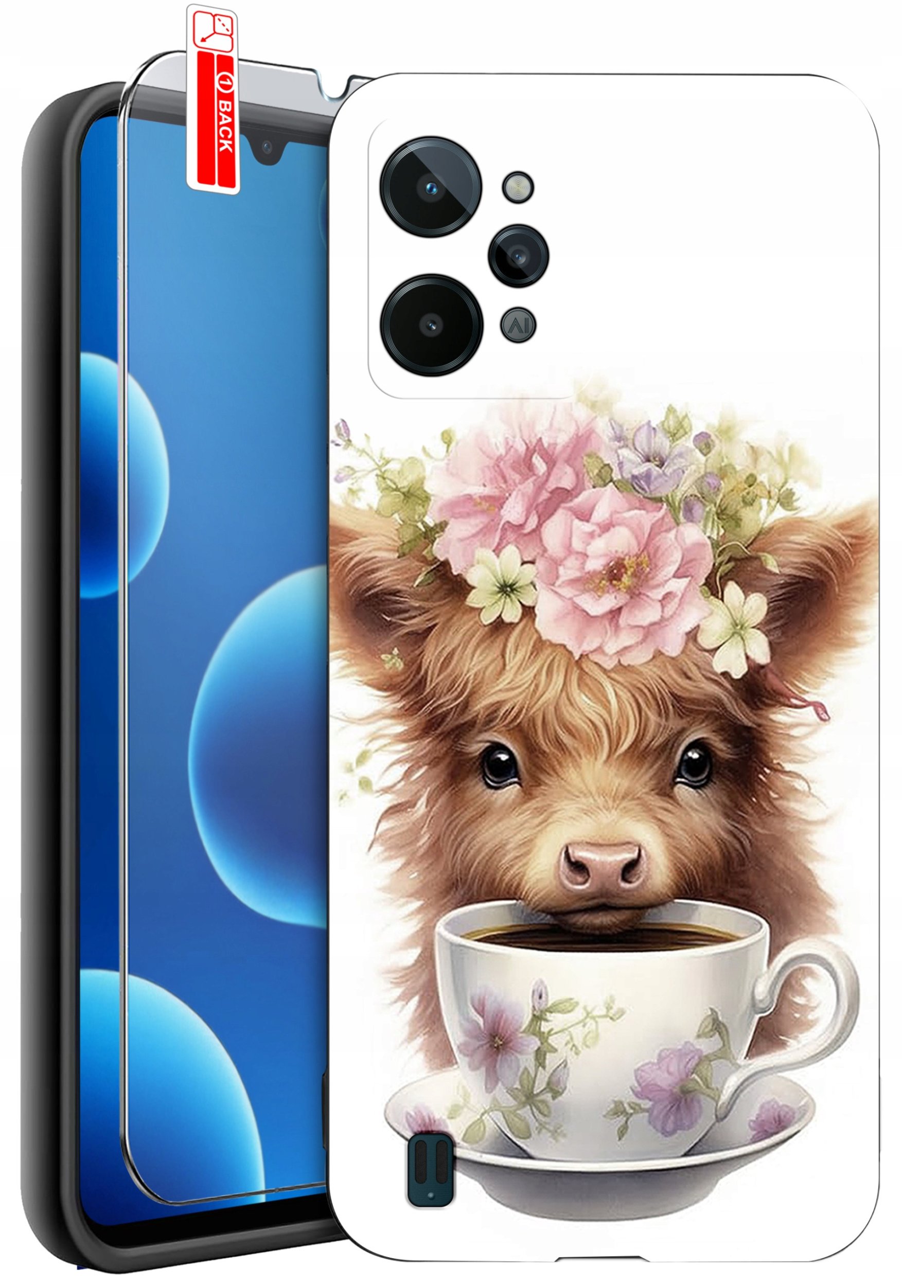 ETUI do Realme C31| WZORY | SILIKONOWE MATT CASE + SZKŁO 9H