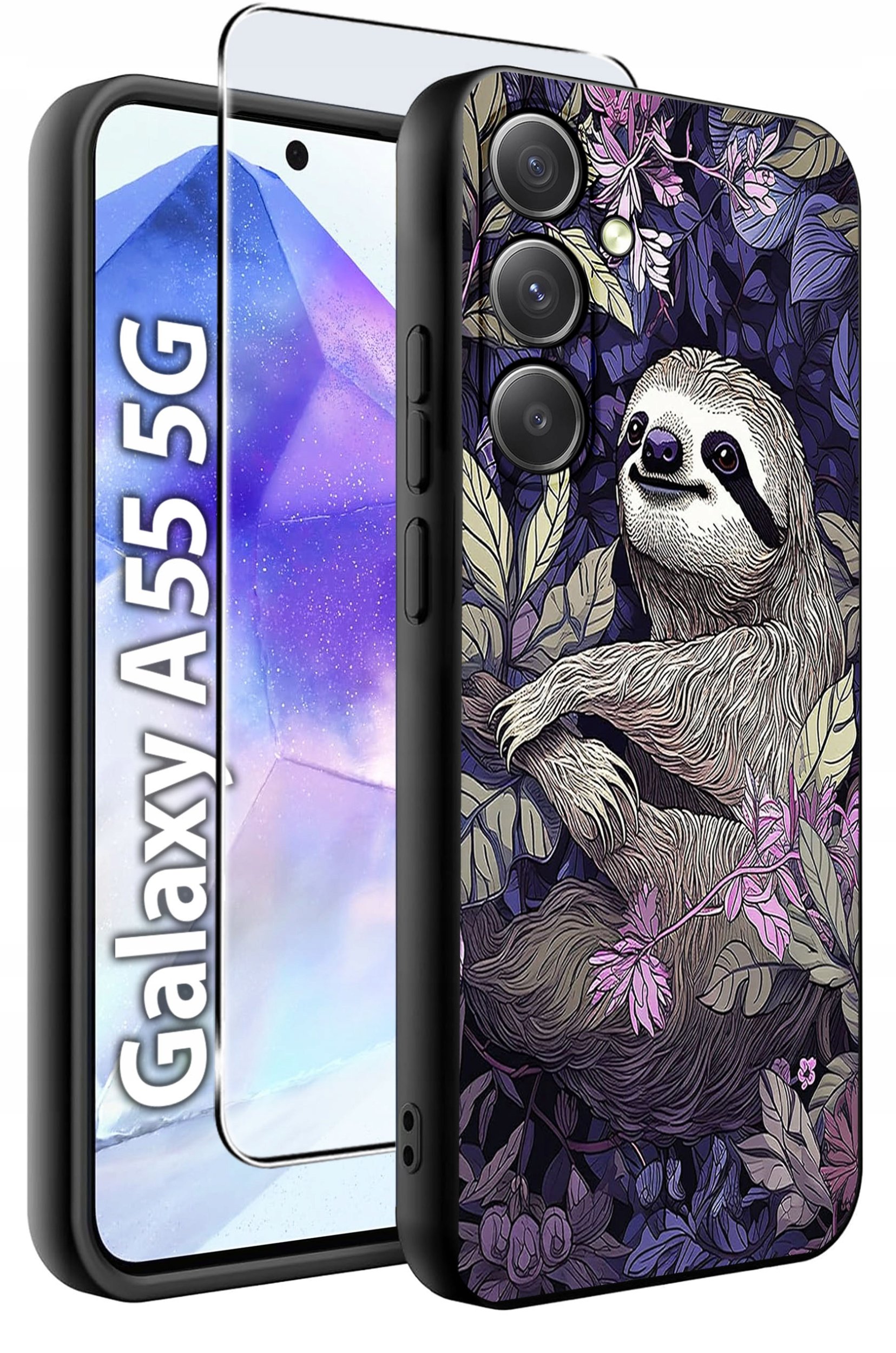 ETUI do Samsung A55 5G WZORY | SILIKONOWE MATT CASE + SZKŁO HARTOWANE 9H