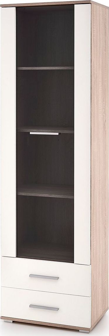 Elior Witryna Lines C8 - biała + dąb sonoma