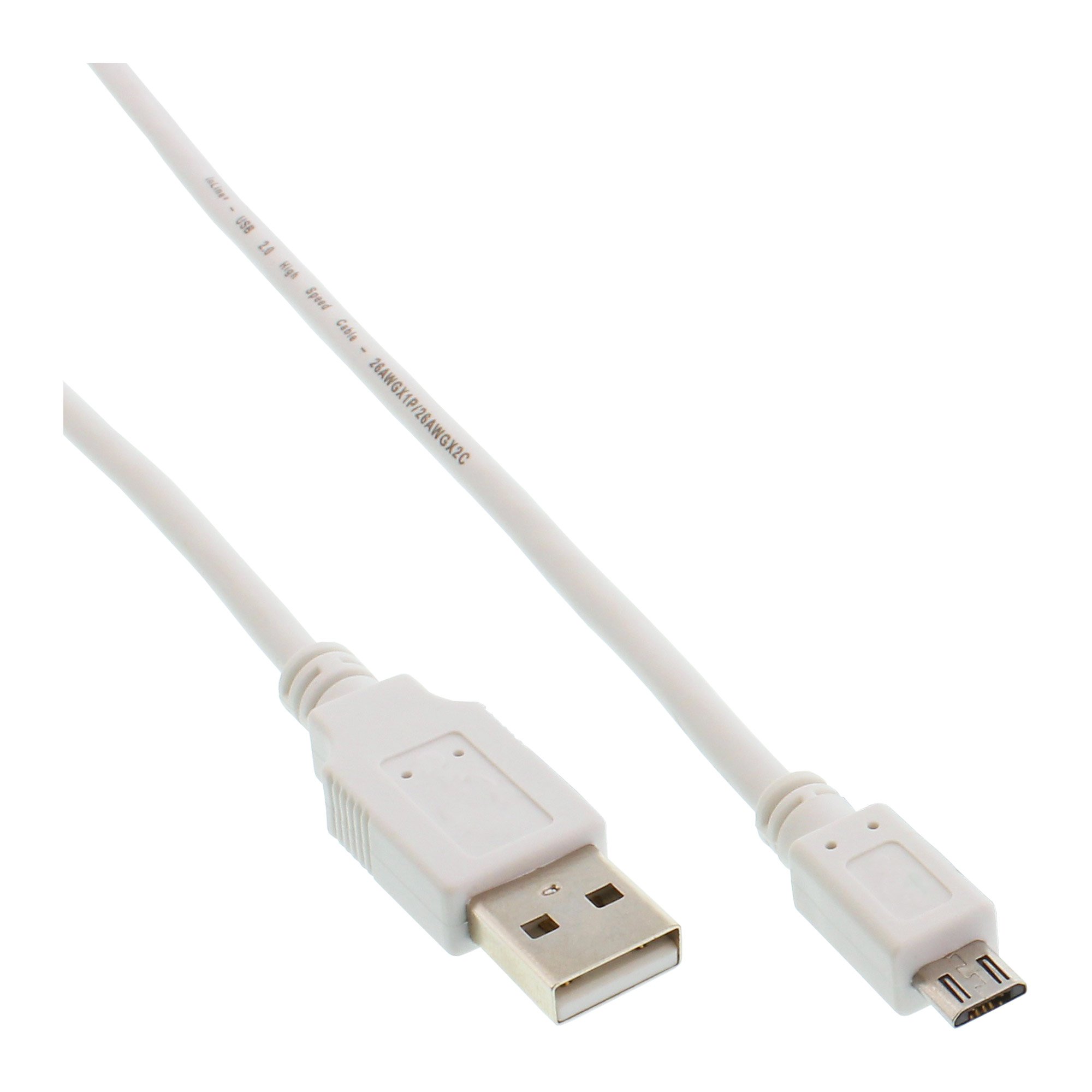 Kabel USB InLine USB-A - micro-B 1.8 m Biały (31718W)