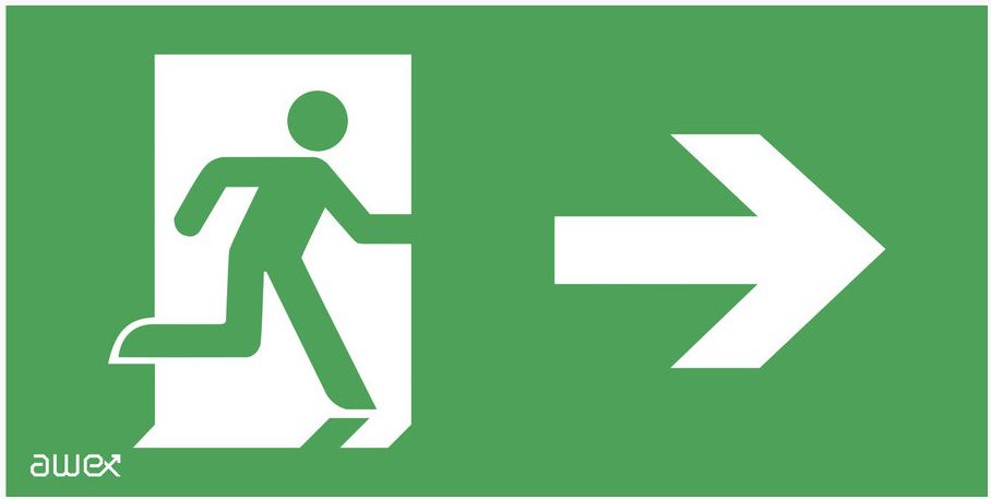 AWEX Piktogram Człowiek w drzwiach strzałka prawo 125 x 250mm (PS25)