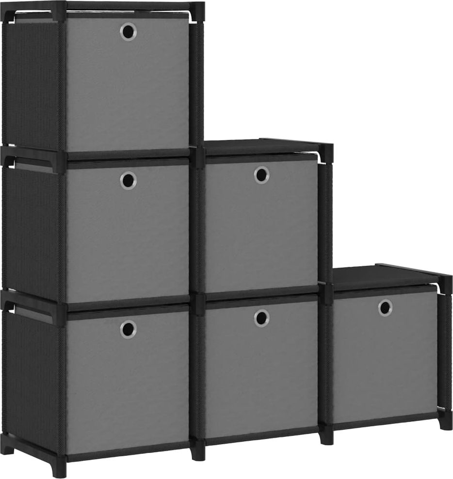 vidaXL Regał z 6 przegrodami, pudełka, czarny, 103x30x72,5 cm, tkanina