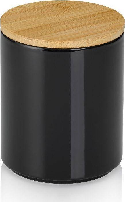 Kela Pojemnik kuchenny ceramika/bambus 1,0 l śred. 12 x 15 cm czarny