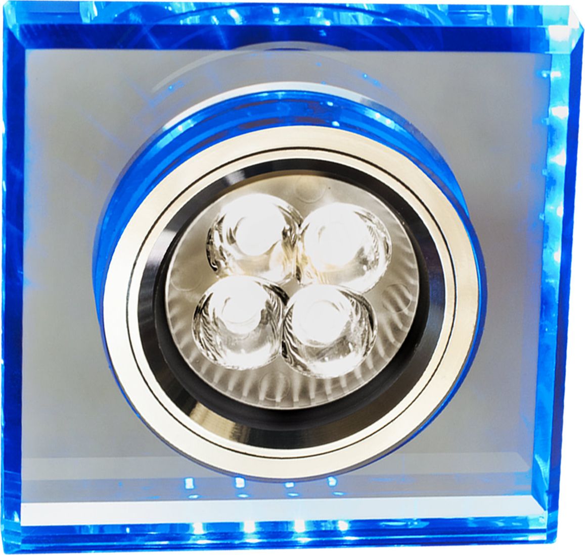 Candellux Oczko halogenowe oprawa stropowa Candellux SS-22 CH/TR+BL 1x50W GU10 + 2,1W LED chrom,niebieskie 2226934 - 2226934
