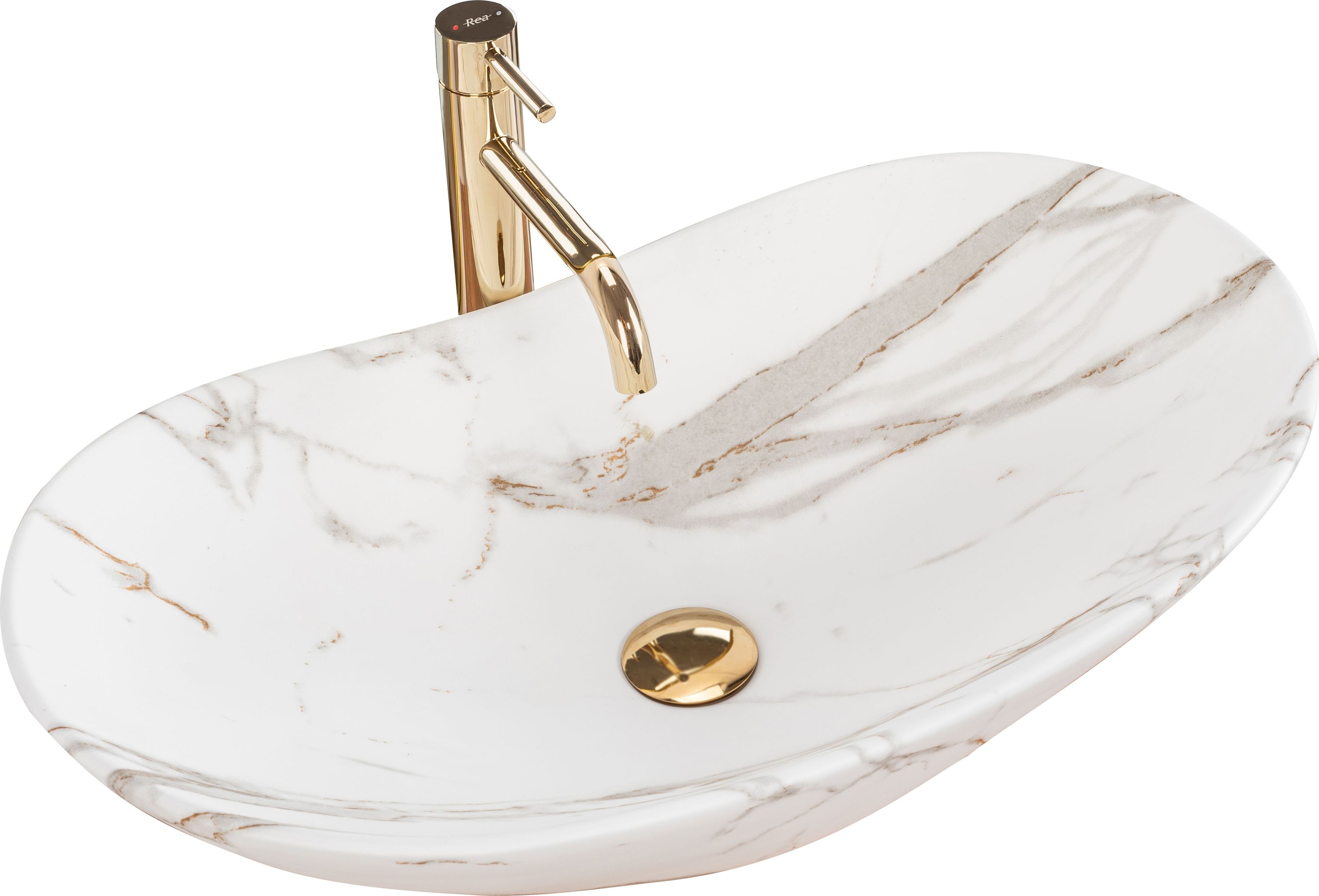 Umywalka Rea Royal Lava Mat nablatowa 60cm Imitacja kamienia