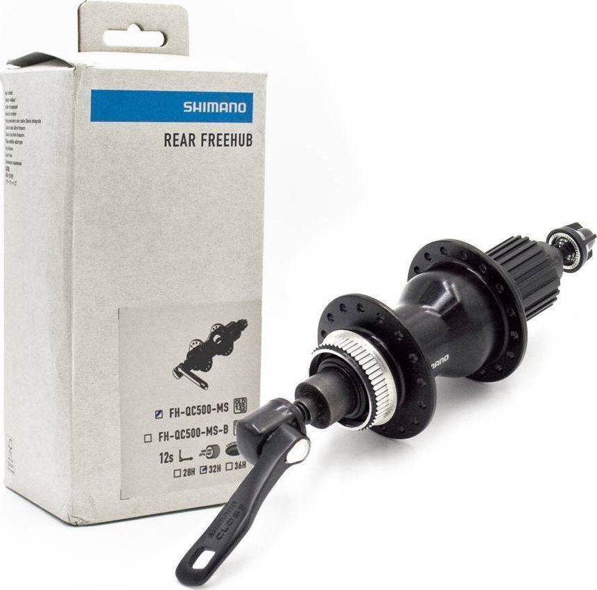 Shimano Piasta tylna Shimano FH-QC500-MS, MICROSPLINE 12 rzędów, łożyska maszynowe, Center Lock, 135 mm, QR, 32H