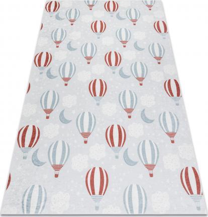 Dywany Łuszczów Dywan do prania BAMBINO 1349 Balony, chmurki dla dzieci, antypoślizgowy - szary, 120x170 cm
