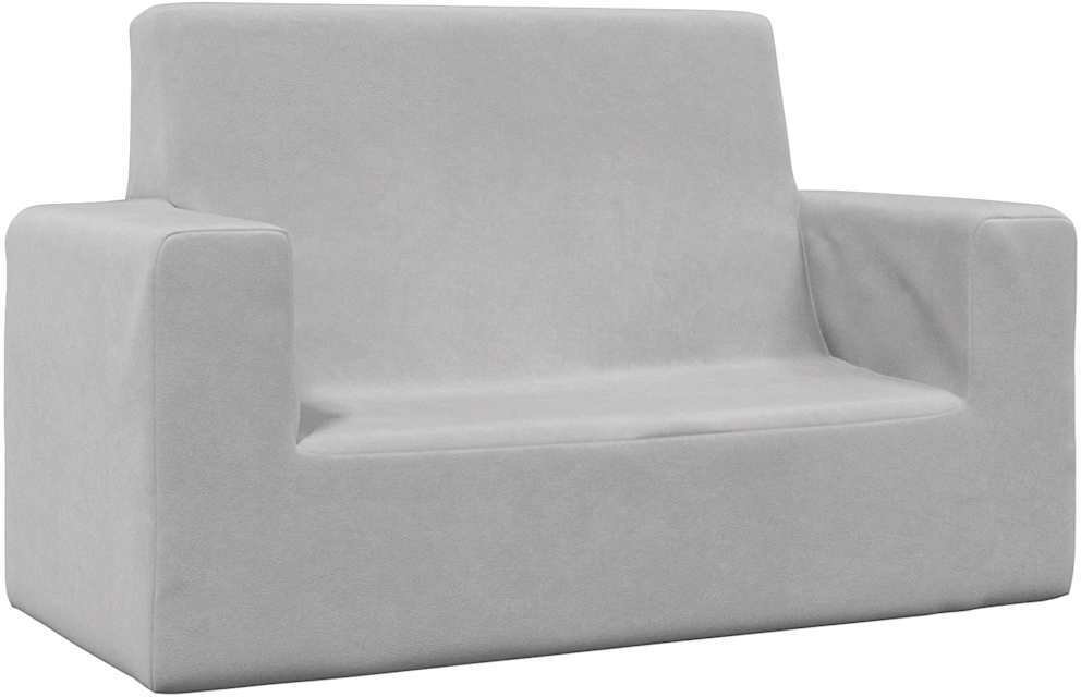 vidaXL 2-os. sofa dla dzieci, jasnoszara, miękki plusz