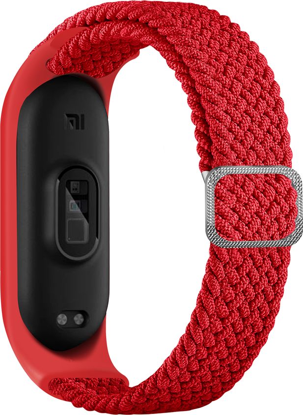 Hurtel Strap Fabric opaska do Xiaomi Mi Band 6 / 5 / 4 / 3 pleciony materiałowy pasek bransoletka czerwony