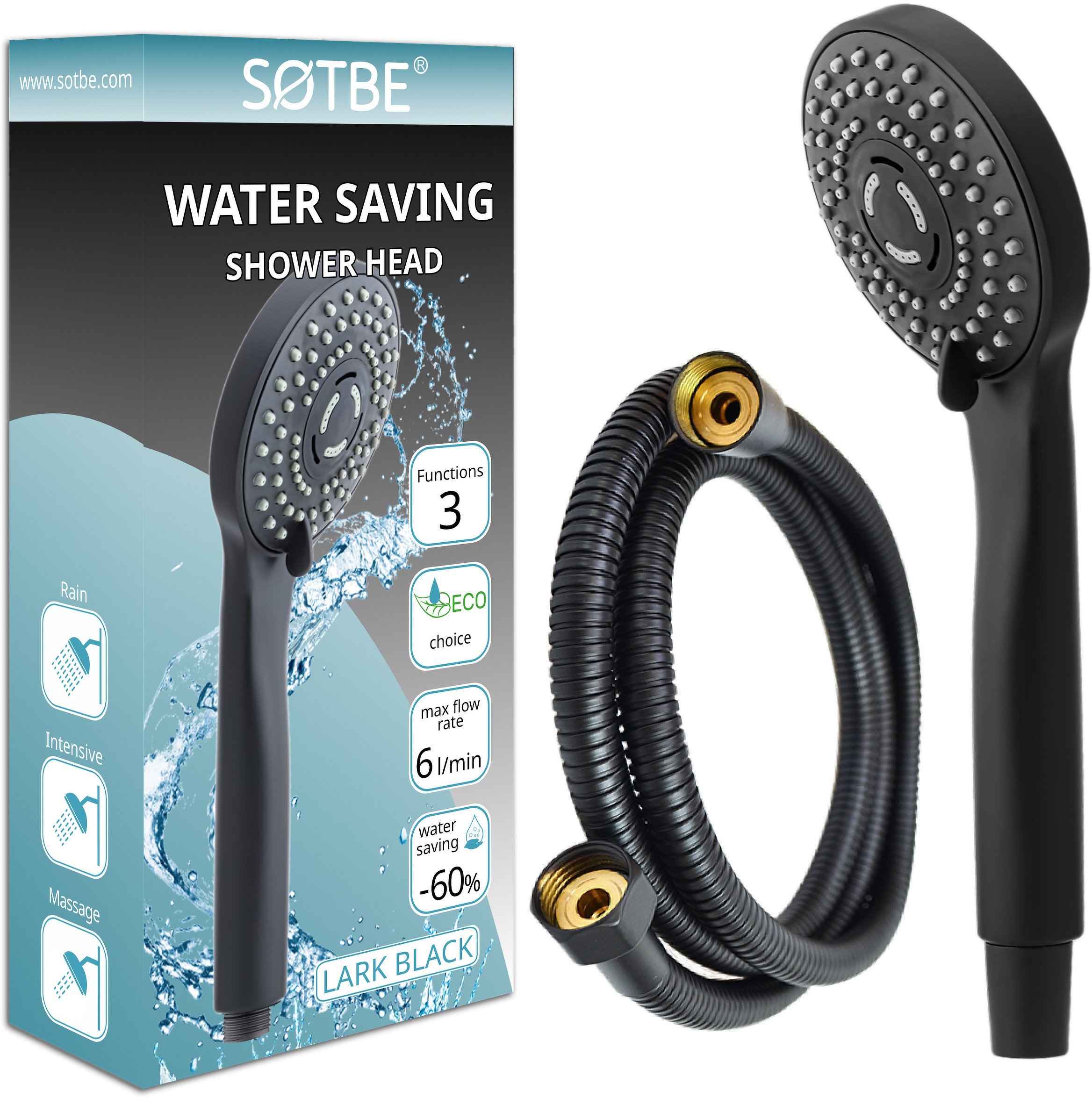 LARK słuchawka prysznicowa Wąż prysznicowy pleciony 150 SOTBE