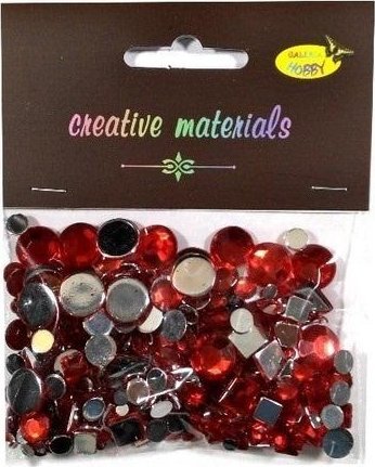 Elementy kryształkowe czerwone 4-12mm 25g