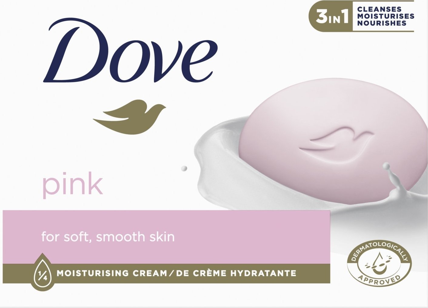 Unilever Dove Kremowe Mydło w kostce 3in1 - Pink 90g