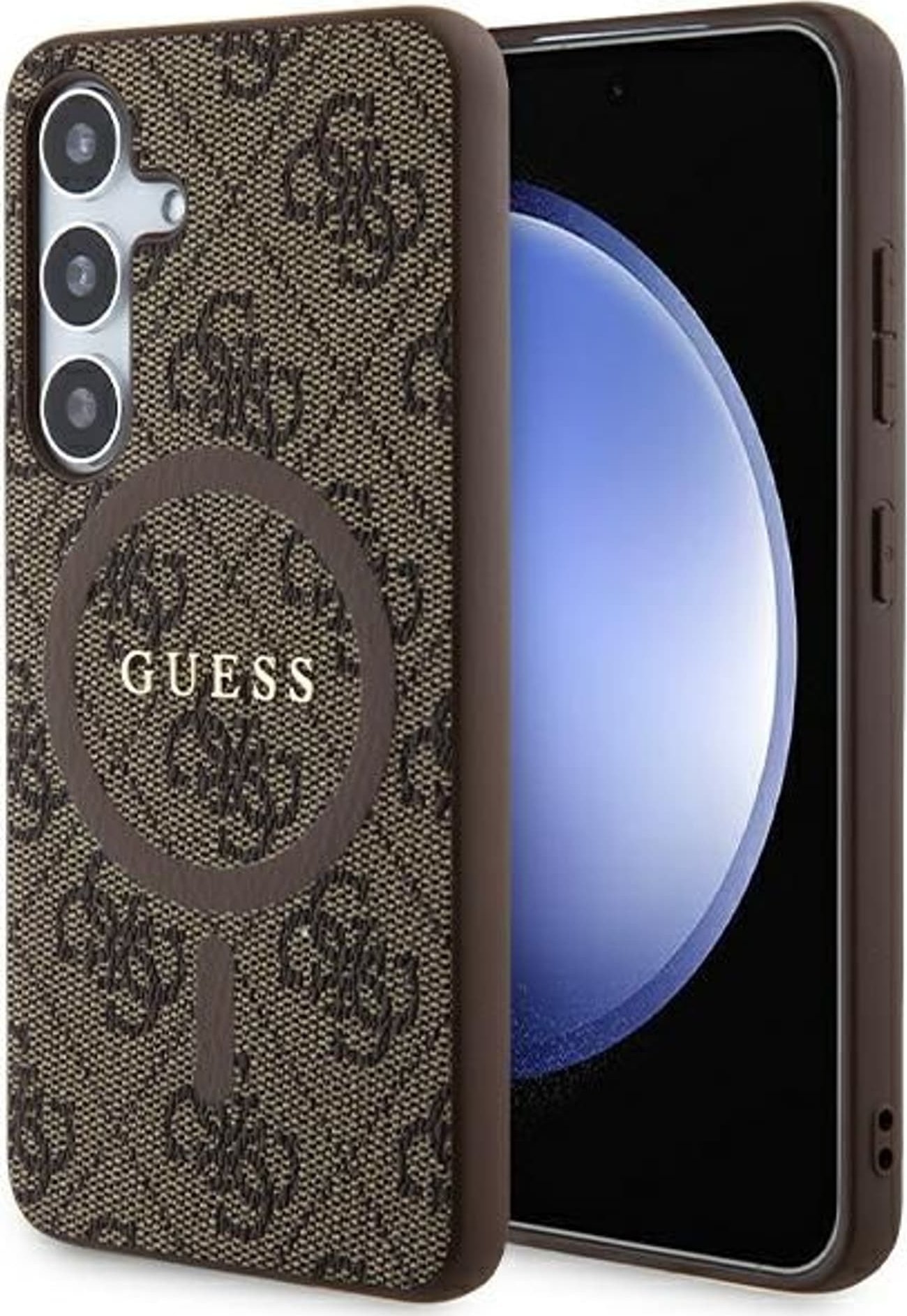 Guess GUHMS24SG4GFRW S24 S921 brązowy/brown hardcase 4G Collection Leather Metal Logo MagSafe