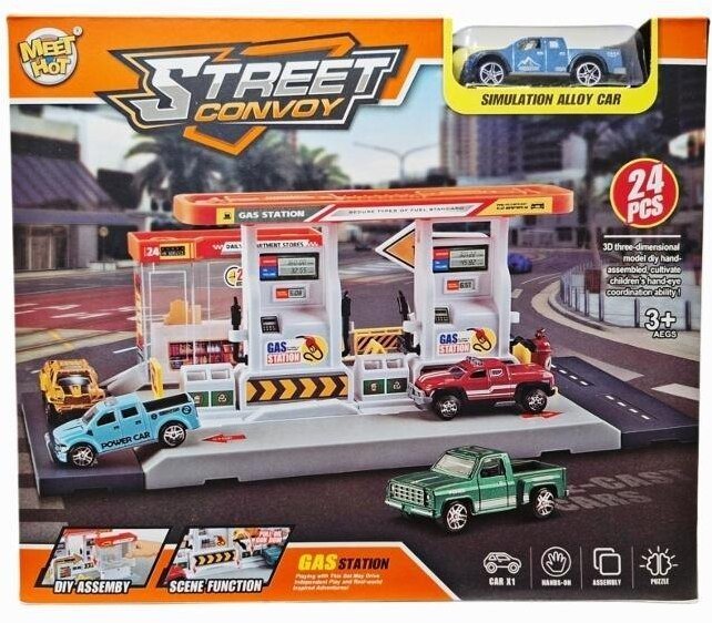 Stacja benzynowa z autkiem