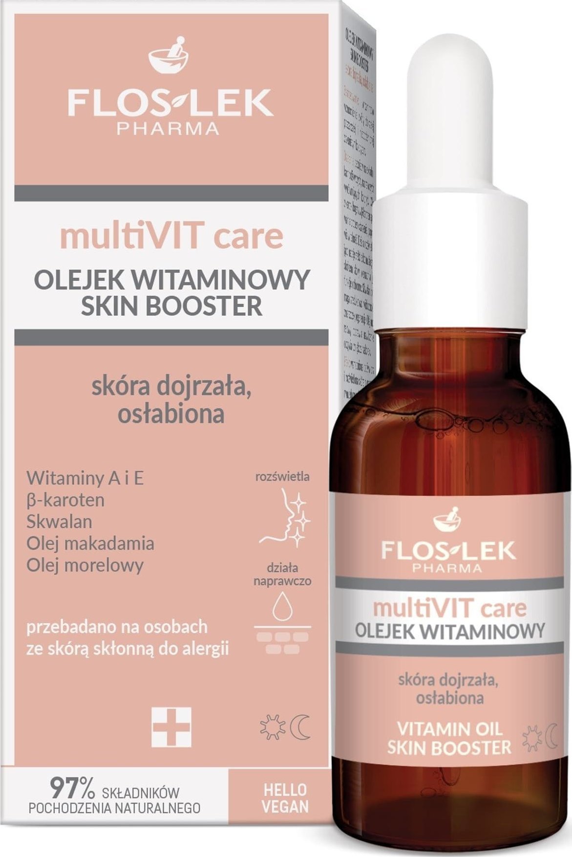 Floslek FLOSLEK PHARMA MultiVIT Care Olejek witaminowy Skin Booster - skóra dojrzała,osłabiona 30ml