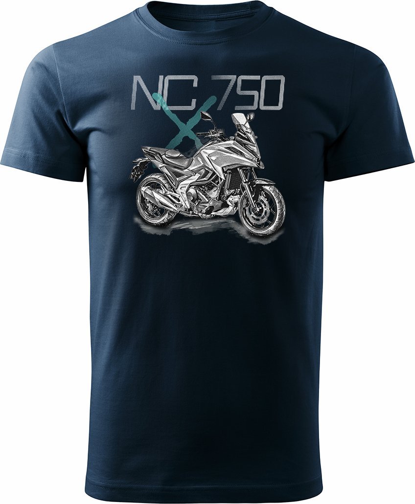 Koszulka z motocyklem na motor Honda NC 750 X NC750X męska granatowa REGULAR S