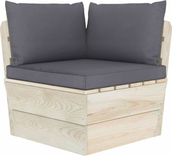 vidaXL VidaXL Ogrodowa sofa narożna z palet z poduszkami, impregnowany świerk