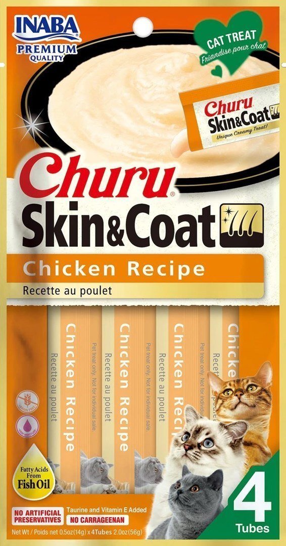 Inaba Foods Przysmak Inaba CHURU Kurczak SKIN&COAT dla kota 4x14g