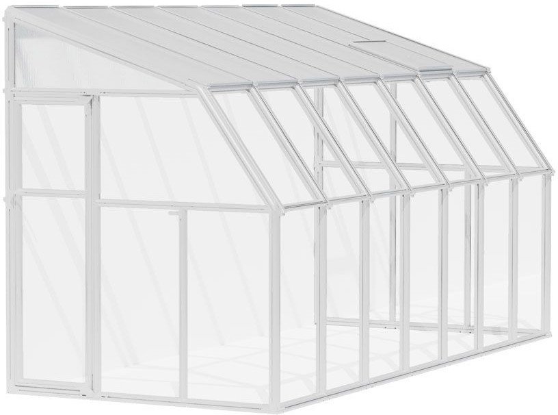 Rion Plastikowa szklarnia przyścienna Sun Room 38 Biały Plastikowa szklarnia przyścienna o wymiarach 446x201x247 cm Sun Room 38 Biały 446 x 201 x 247