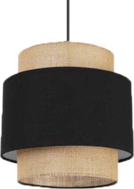 Lampa wisząca Solar Lampa wisząca zwis pojedynczy BOHO len i czerń