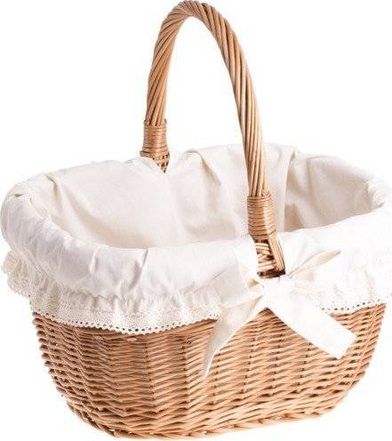 WickerPL Wiklinowy kosz prezentowy kosz zakupowy naturalny z obszyciem 37x29 H19/30 cm