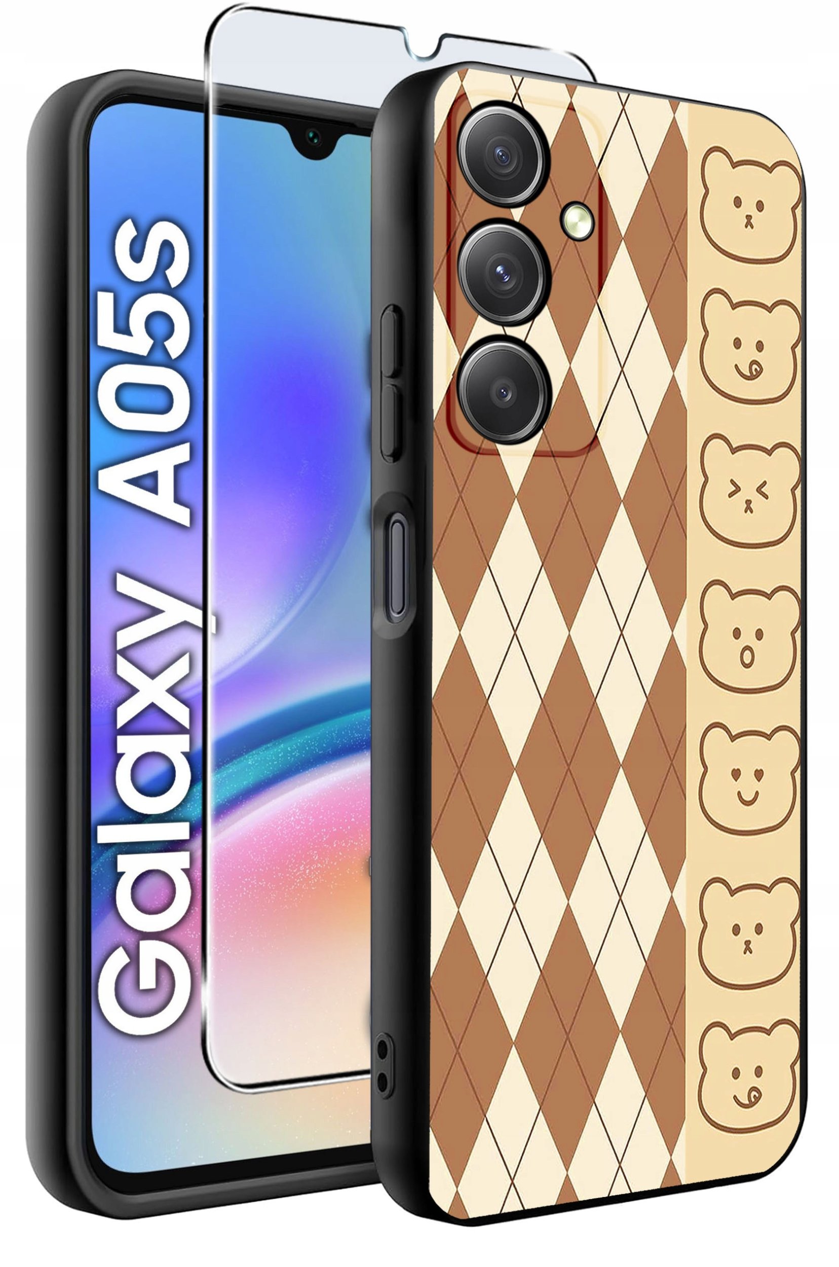 ETUI do Samsung A05s WZORY | SILIKONOWE MATT CASE + SZKŁO 9H