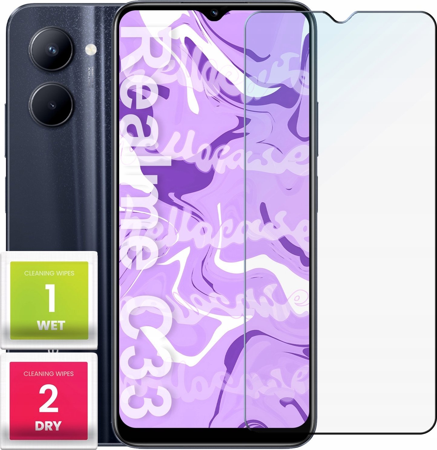 Hello Case Szkło Hartowane do Realme C33 (szybka 9H, płaskie 2.5D, ochronne, szybka)