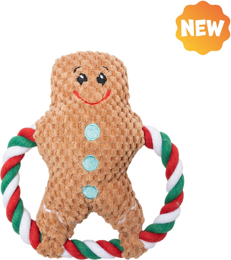 TropiDog UNIQ PETS Pluszowa zabawka dla psa Squeakies pierścieniowy szarpak bałwanek z piszczałką 2020cm