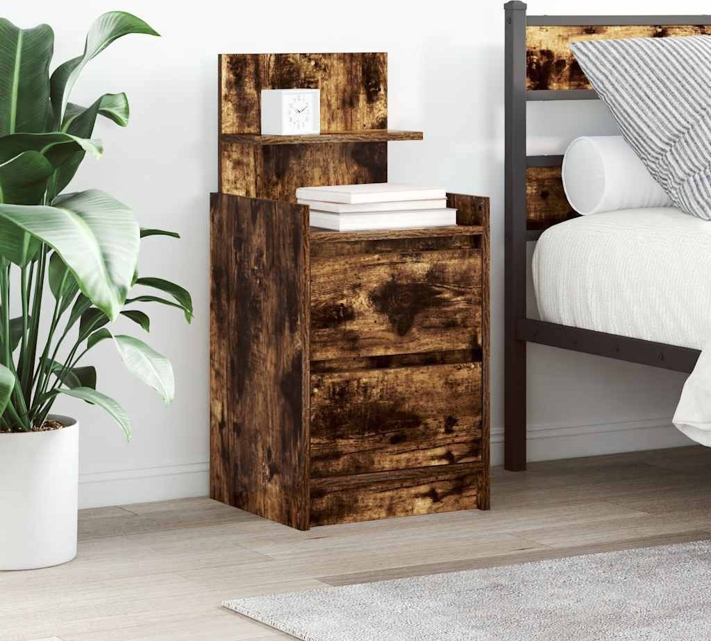 vidaXL Szafka nocna z 2 szufladami Dąb wędzony 38x34x80 cm